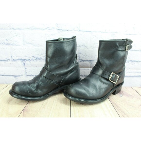 *Frye Engineer 8R Buckle Strap Moto Inspired Leather Ankle Boots Sz 10.5 Inches - Picture 2 of 10